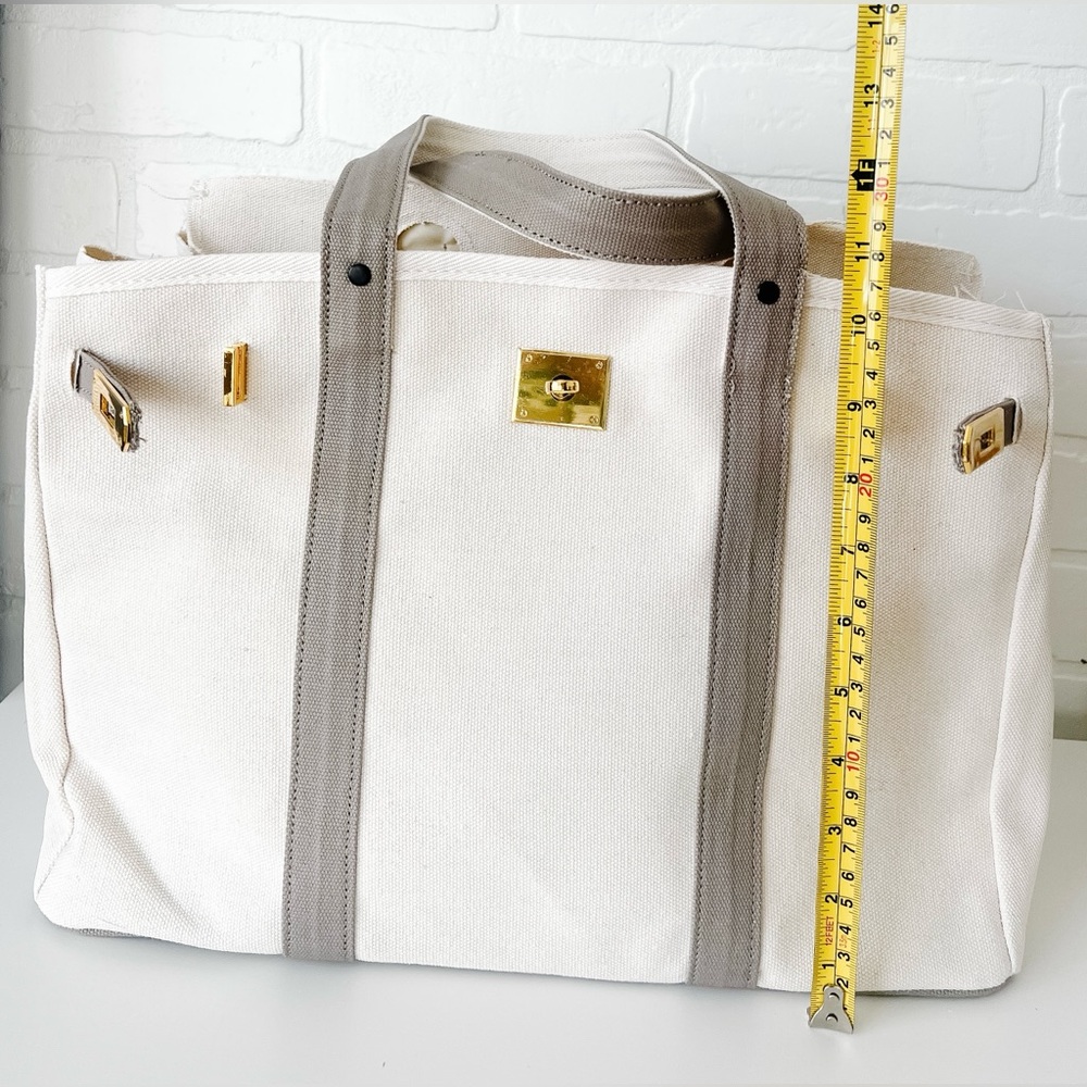 Canvas & Grey Tote – Neutral Minimal Carryall NEW & Ready to Ship - Picture 3 of 11